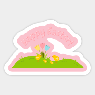 Cute little chicks Easter wishes Sticker